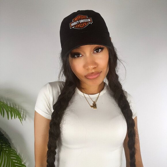 Vintage Y2K Harley Davidson Black Embroidered Streetwear Adjustable Baseball Cap - Picture 7 of 7